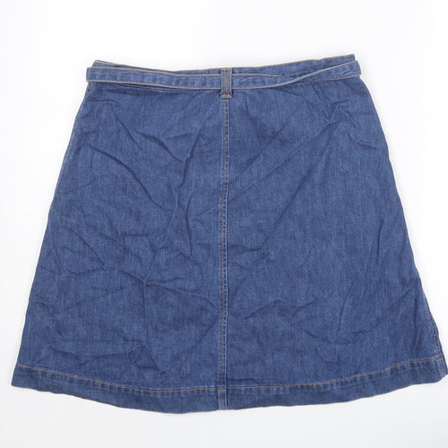Gap Womens Blue Cotton Wrap Skirt Size 30 in Button - Belt included
