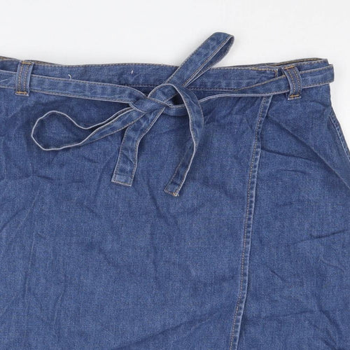 Gap Womens Blue Cotton Wrap Skirt Size 30 in Button - Belt included