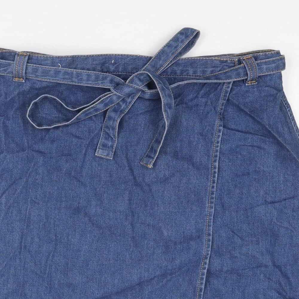 Gap Womens Blue Cotton Wrap Skirt Size 30 in Button - Belt included