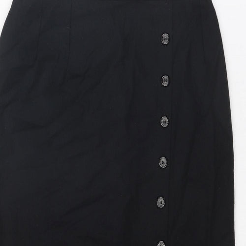 Brendella Womens Black Wool A-Line Skirt Size 12 Zip