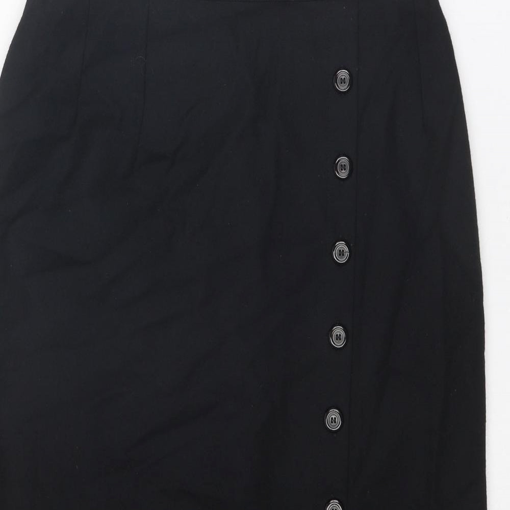 Brendella Womens Black Wool A-Line Skirt Size 12 Zip