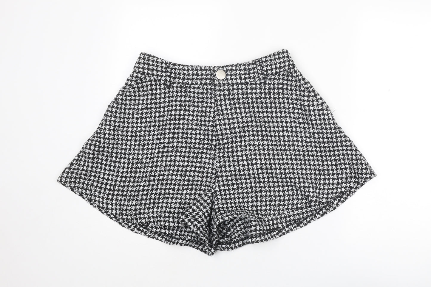 New Look Womens Black Houndstooth Polyester Basic Shorts Size 12 L3 in Regular Zip