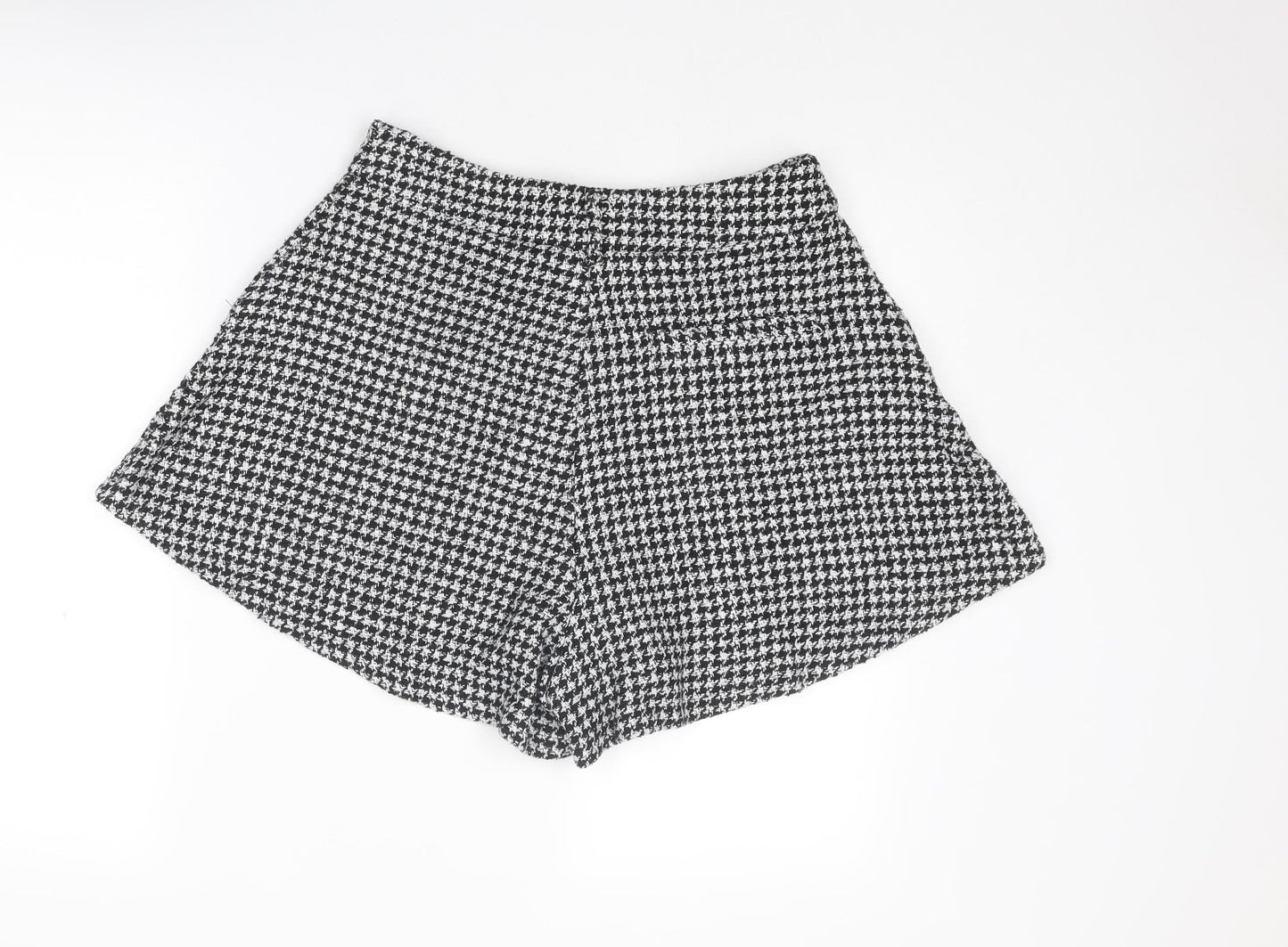 New Look Womens Black Houndstooth Polyester Basic Shorts Size 12 L3 in Regular Zip