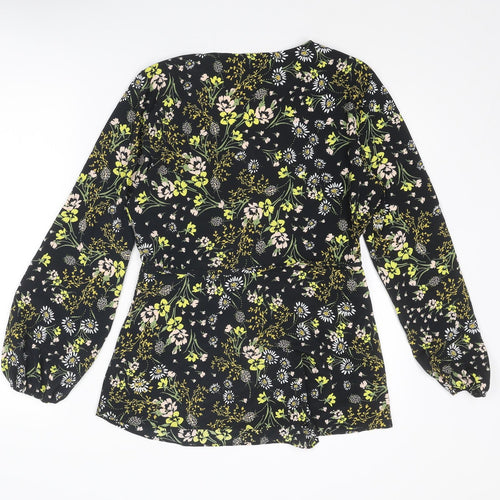 Wallis Womens Multicoloured Floral Polyester Wrap Blouse Size 12 V-Neck