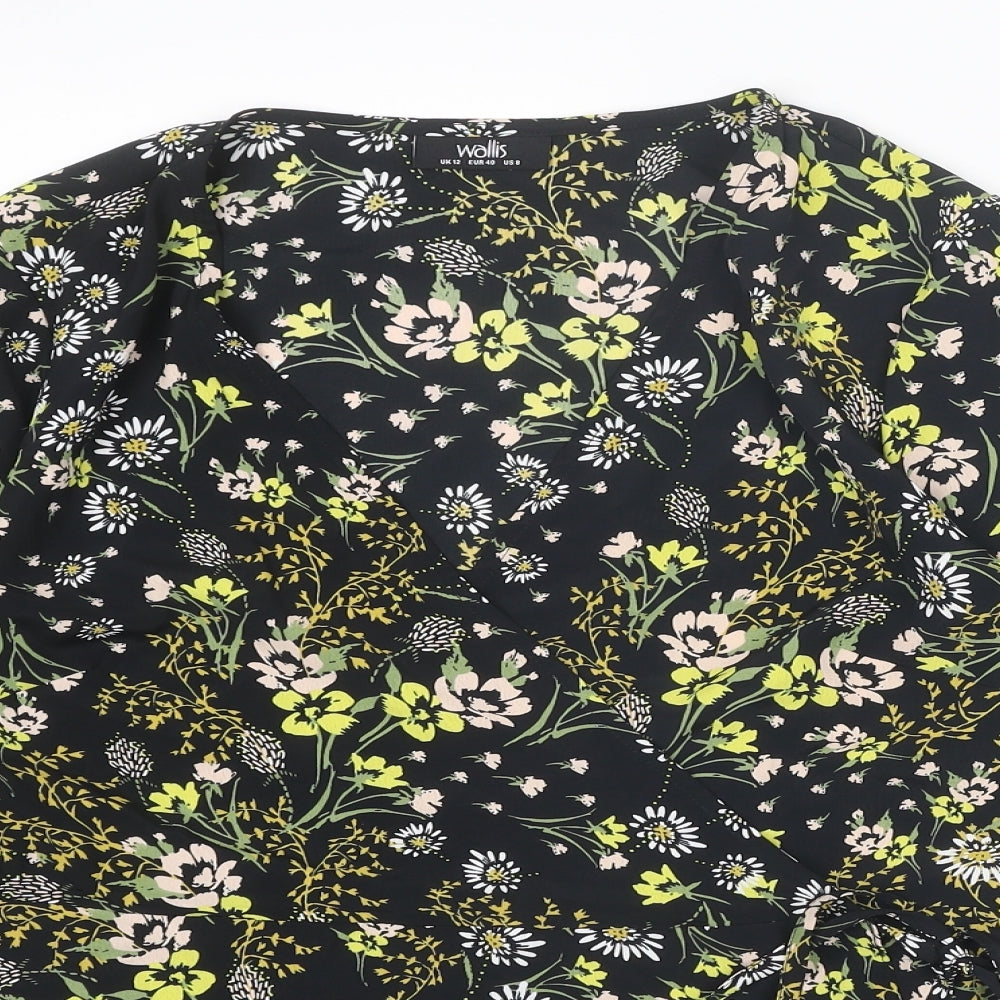 Wallis Womens Multicoloured Floral Polyester Wrap Blouse Size 12 V-Neck