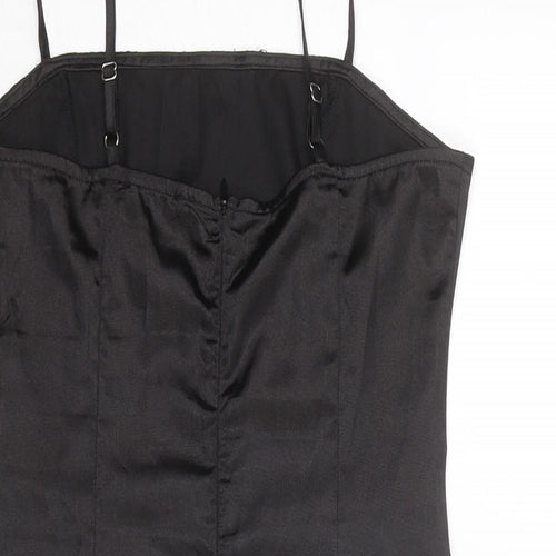 PRETTYLITTLETHING Womens Black Polyester Mini Size 6 Square Neck Zip