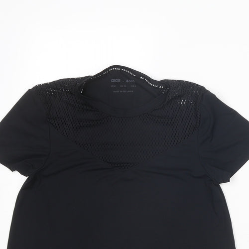 ASOS Womens Black Polyester Basic T-Shirt Size 8 Round Neck Pullover