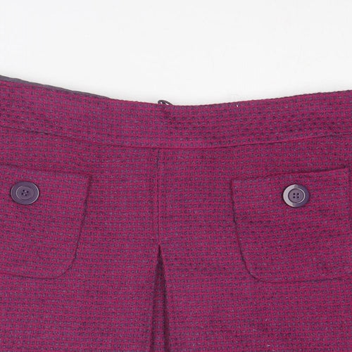 Marks and Spencer Womens Purple Geometric Polyester A-Line Skirt Size 14 Zip