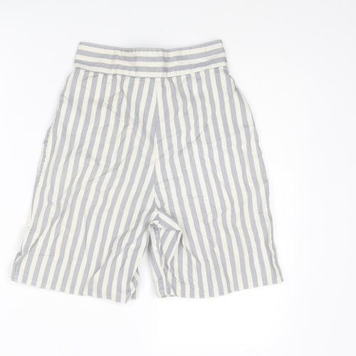 Globe Trotter Womens Grey Striped Cotton Culotte Shorts Size 24 in L6 in Regular Zip