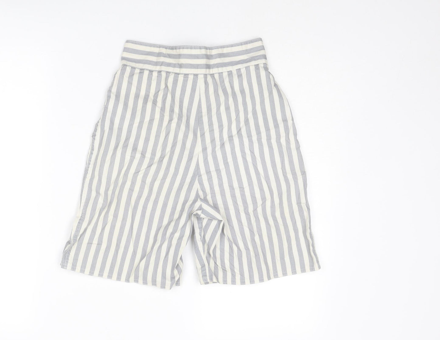 Globe Trotter Womens Grey Striped Cotton Culotte Shorts Size 24 in L6 in Regular Zip