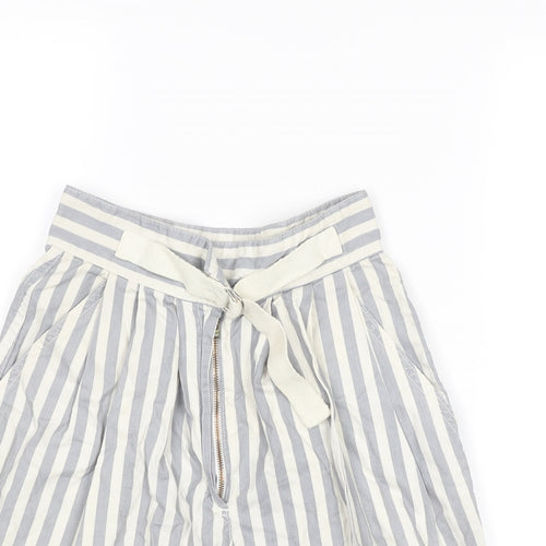 Globe Trotter Womens Grey Striped Cotton Culotte Shorts Size 24 in L6 in Regular Zip
