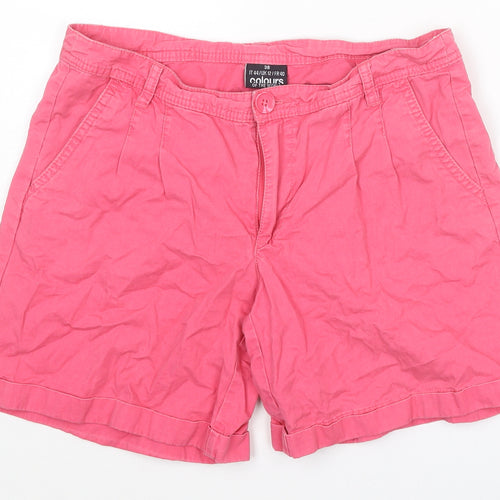 Colours of The World Womens Pink Cotton Chino Shorts Size 10 L6 in Regular Zip