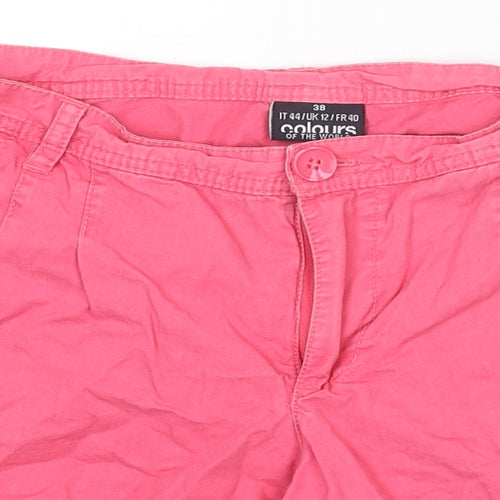 Colours of The World Womens Pink Cotton Chino Shorts Size 10 L6 in Regular Zip