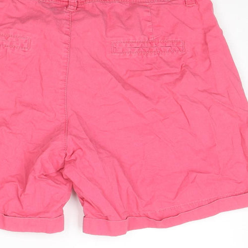 Colours of The World Womens Pink Cotton Chino Shorts Size 10 L6 in Regular Zip