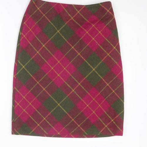 EWM Womens Multicoloured Plaid Polyester Straight & Pencil Skirt Size 10 Zip