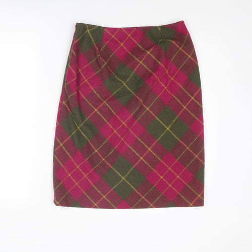 EWM Womens Multicoloured Plaid Polyester Straight & Pencil Skirt Size 10 Zip
