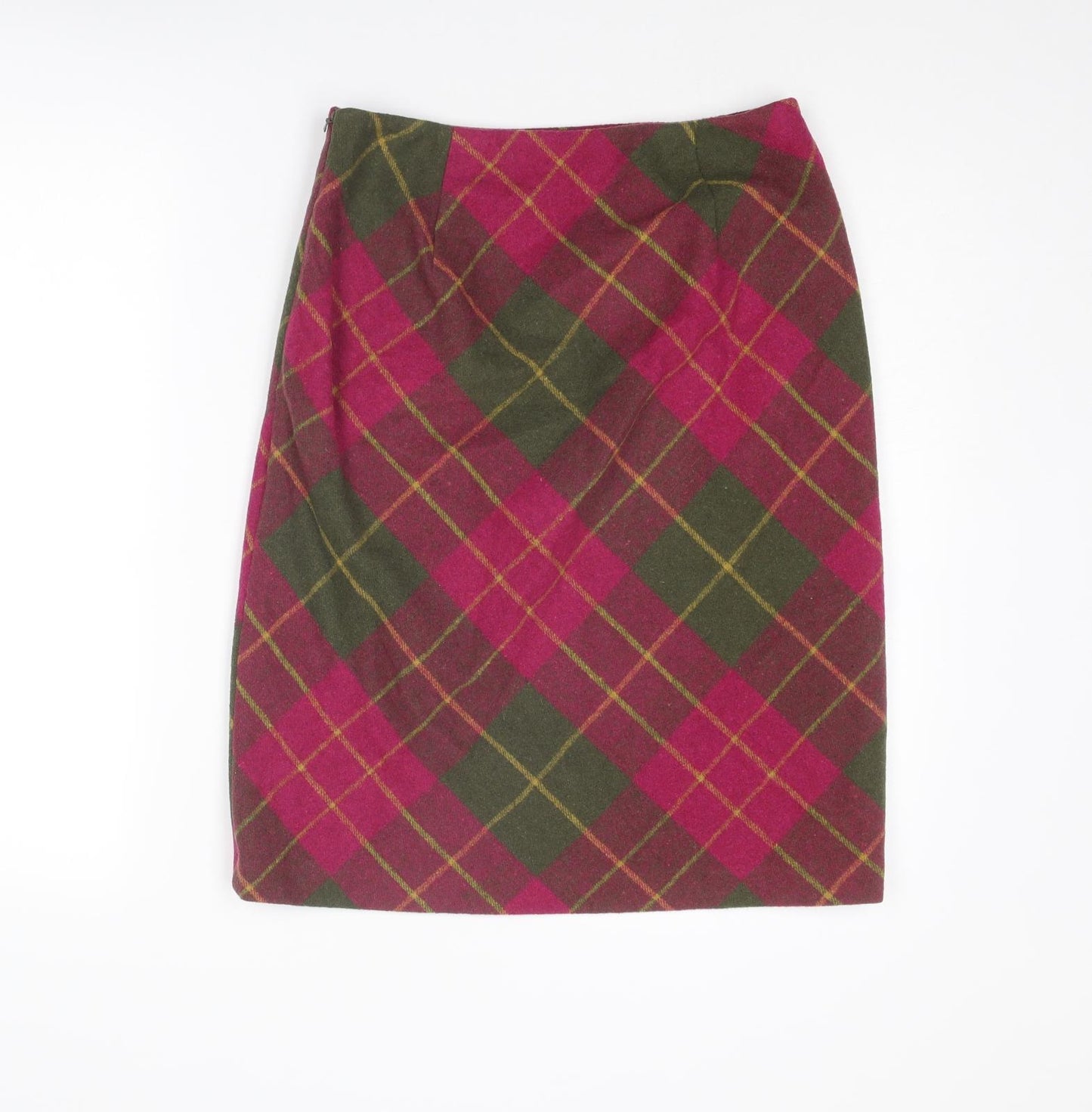 EWM Womens Multicoloured Plaid Polyester Straight & Pencil Skirt Size 10 Zip