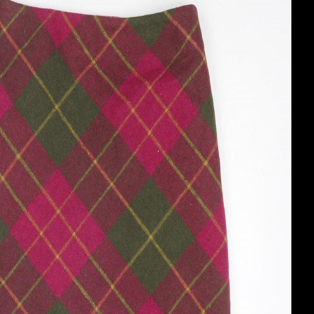 EWM Womens Multicoloured Plaid Polyester Straight & Pencil Skirt Size 10 Zip