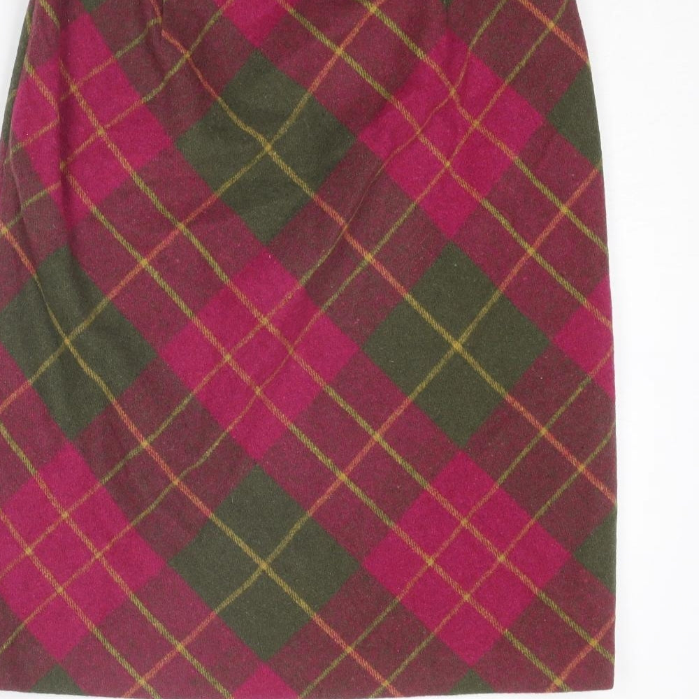 EWM Womens Multicoloured Plaid Polyester Straight & Pencil Skirt Size 10 Zip