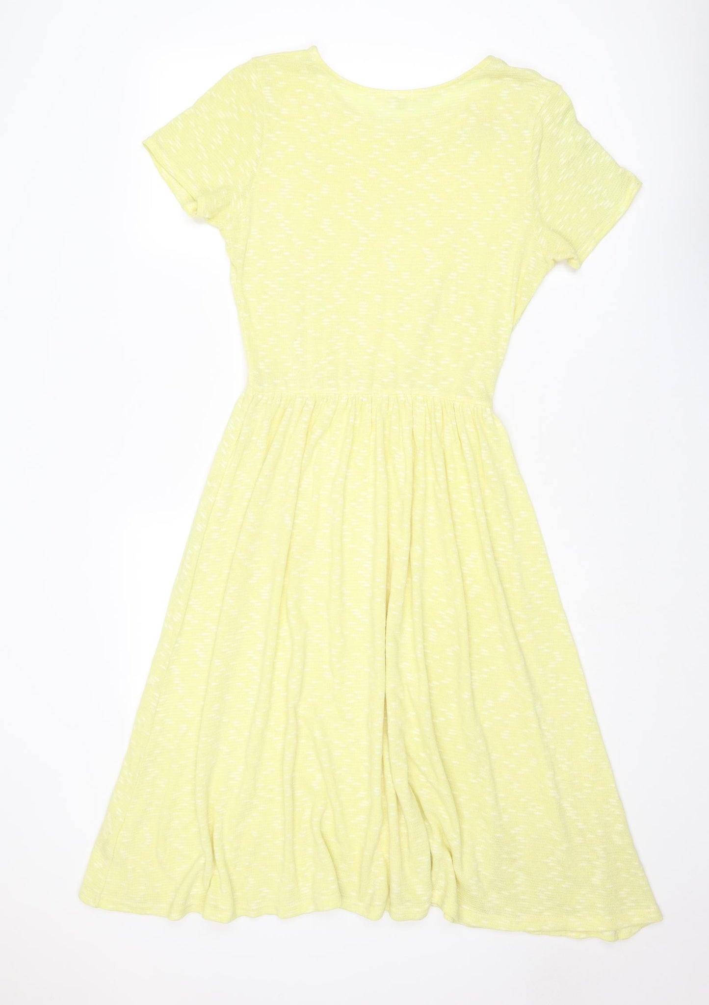 River Island Womens Yellow Geometric Cotton A-Line Size 14 Round Neck Pullover