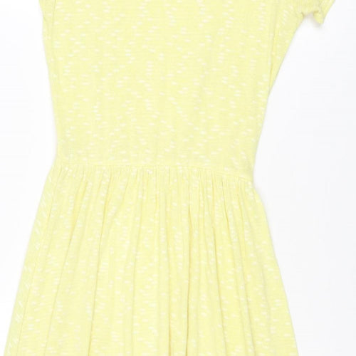 River Island Womens Yellow Geometric Cotton A-Line Size 14 Round Neck Pullover