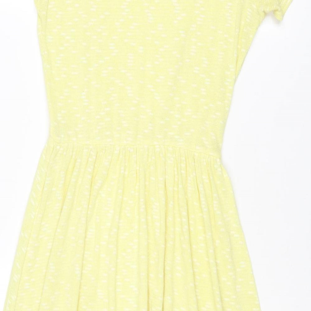 River Island Womens Yellow Geometric Cotton A-Line Size 14 Round Neck Pullover