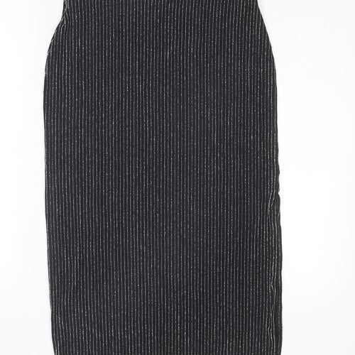 H&M Womens Black Striped Polyester Straight & Pencil Skirt Size S