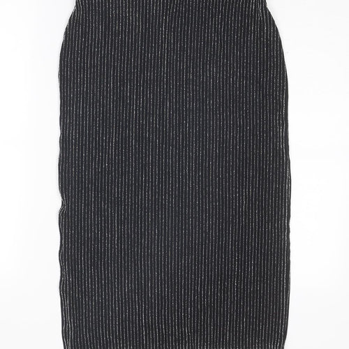 H&M Womens Black Striped Polyester Straight & Pencil Skirt Size S