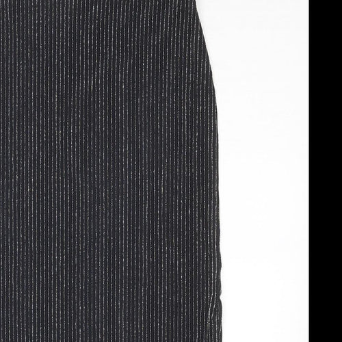 H&M Womens Black Striped Polyester Straight & Pencil Skirt Size S