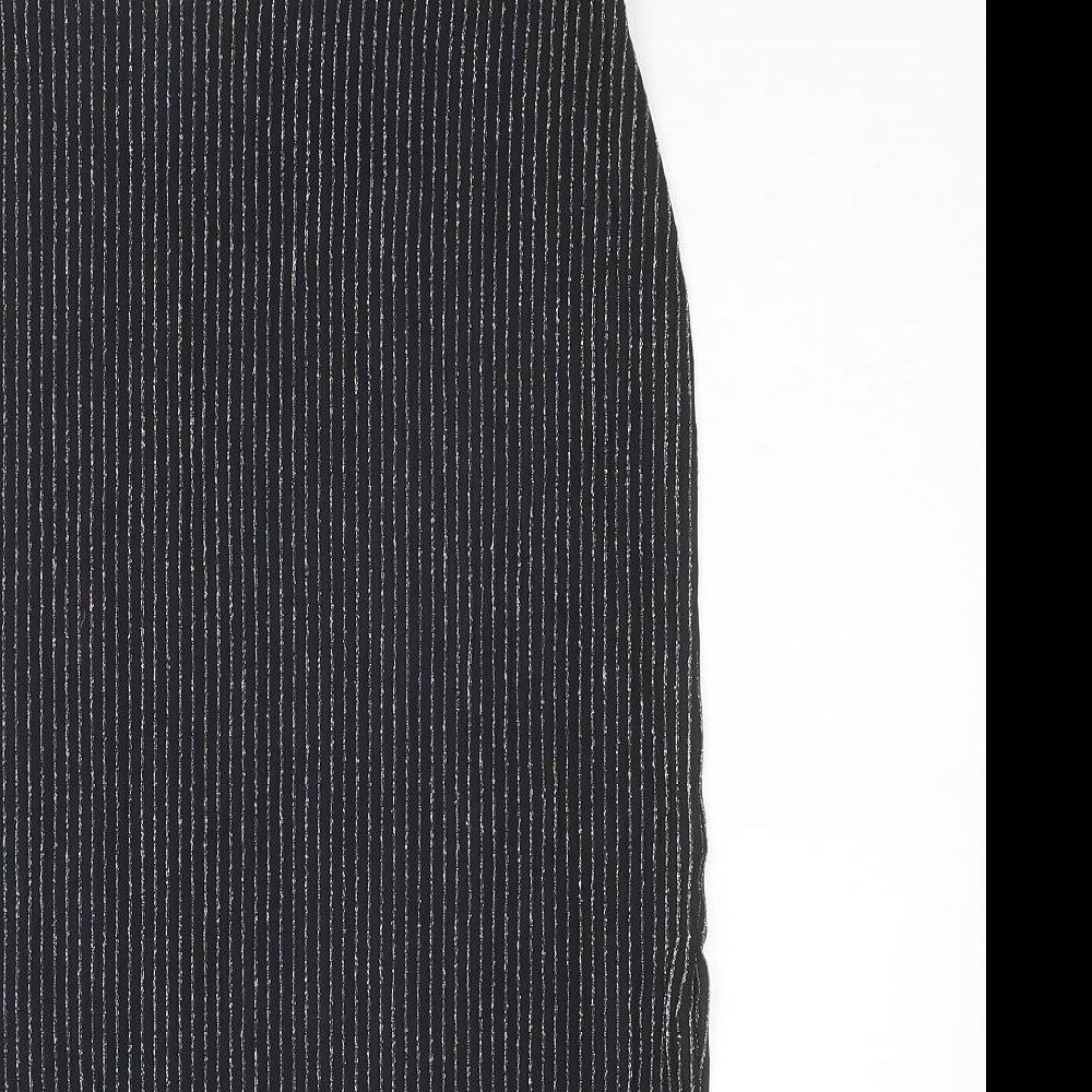 H&M Womens Black Striped Polyester Straight & Pencil Skirt Size S