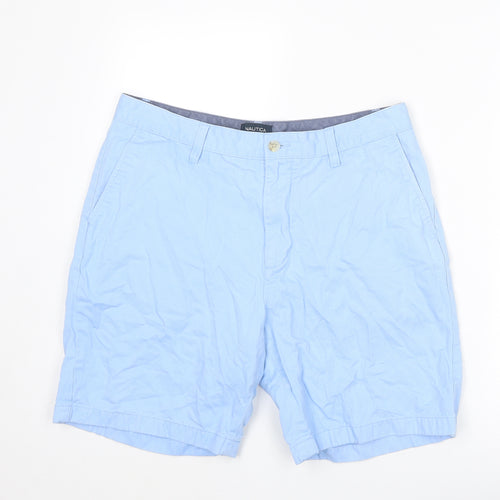 Nautica Mens Blue Cotton Bermuda Shorts Size 34 in L8 in Regular Zip