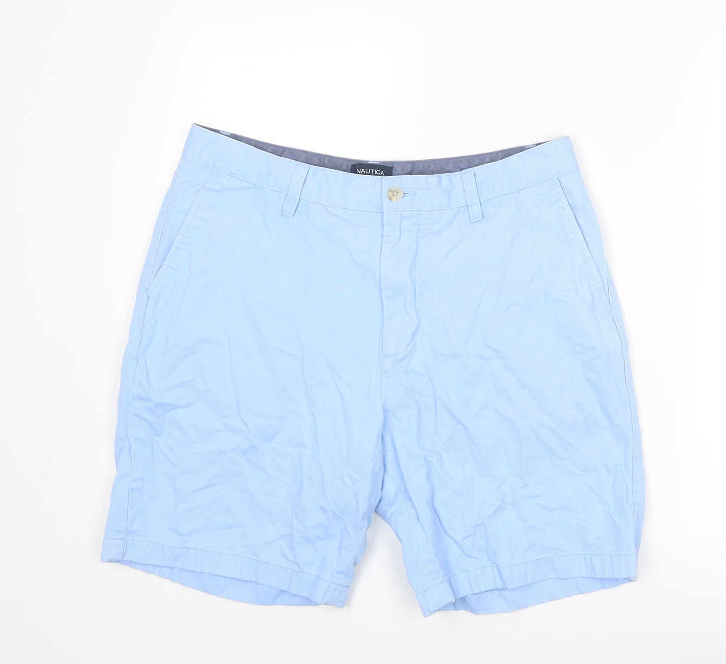 Nautica Mens Blue Cotton Bermuda Shorts Size 34 in L8 in Regular Zip