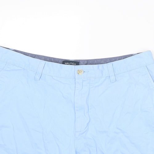 Nautica Mens Blue Cotton Bermuda Shorts Size 34 in L8 in Regular Zip