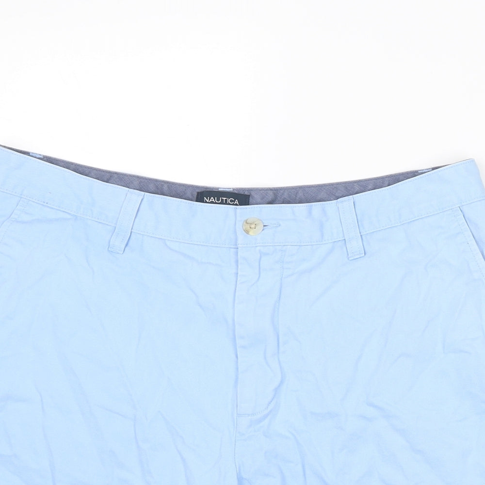 Nautica Mens Blue Cotton Bermuda Shorts Size 34 in L8 in Regular Zip