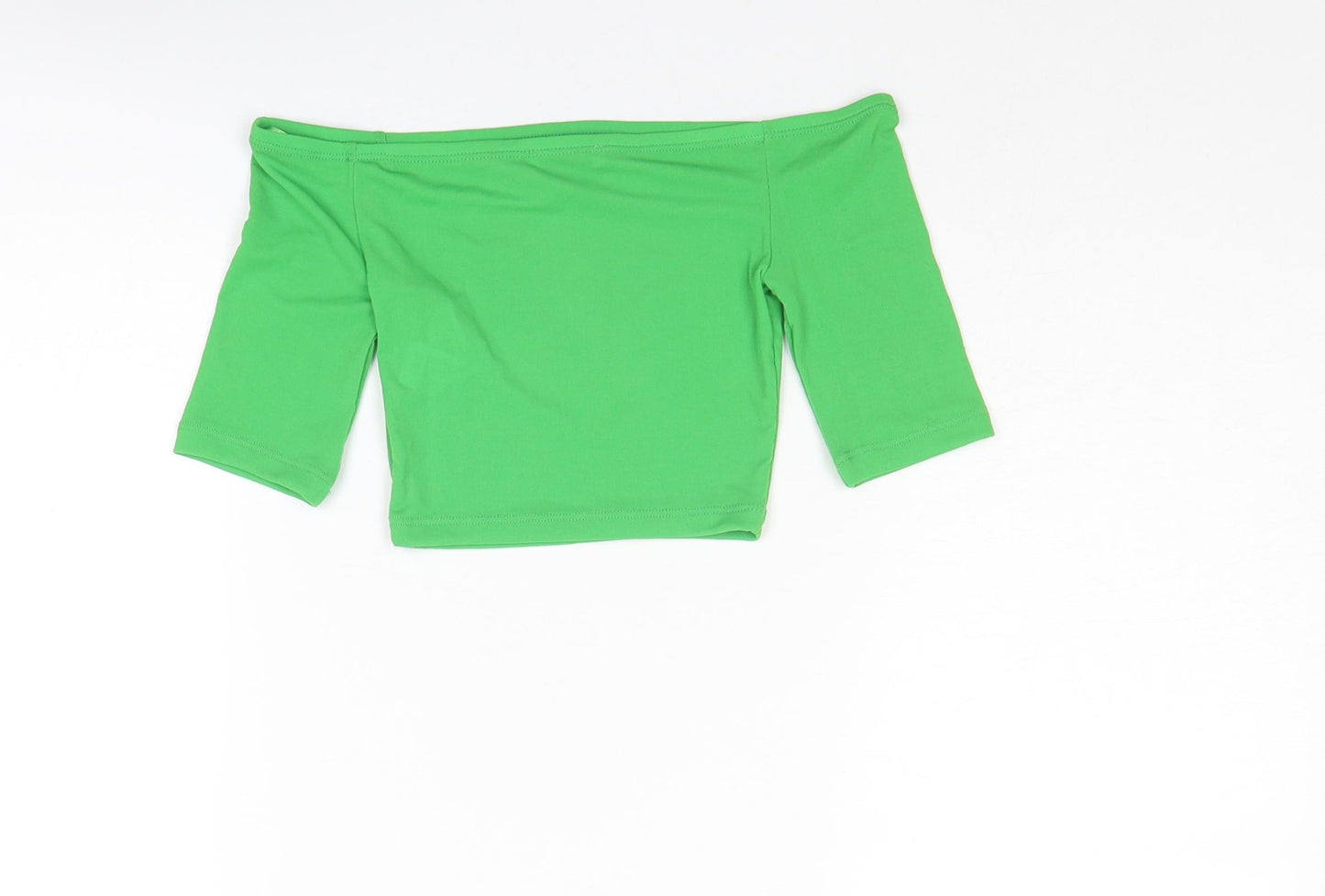 Zara Womens Green Polyester Cropped T-Shirt Size S Off the Shoulder