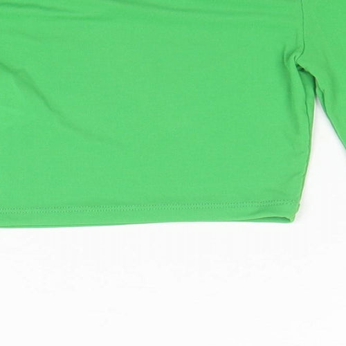 Zara Womens Green Polyester Cropped T-Shirt Size S Off the Shoulder