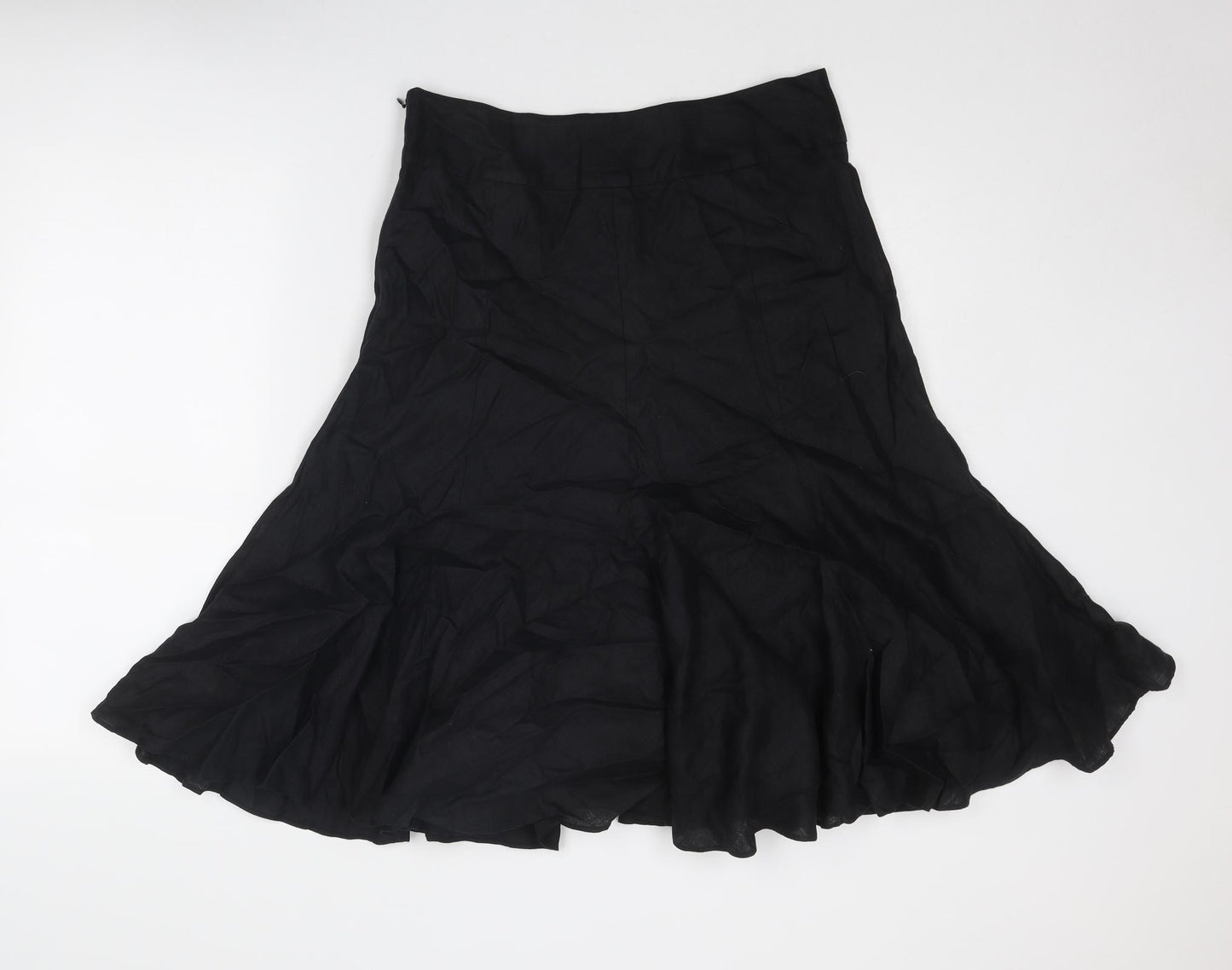 Jaeger Womens Black Linen Swing Skirt Size 12 Zip