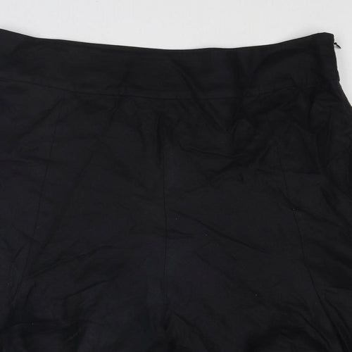 Jaeger Womens Black Linen Swing Skirt Size 12 Zip