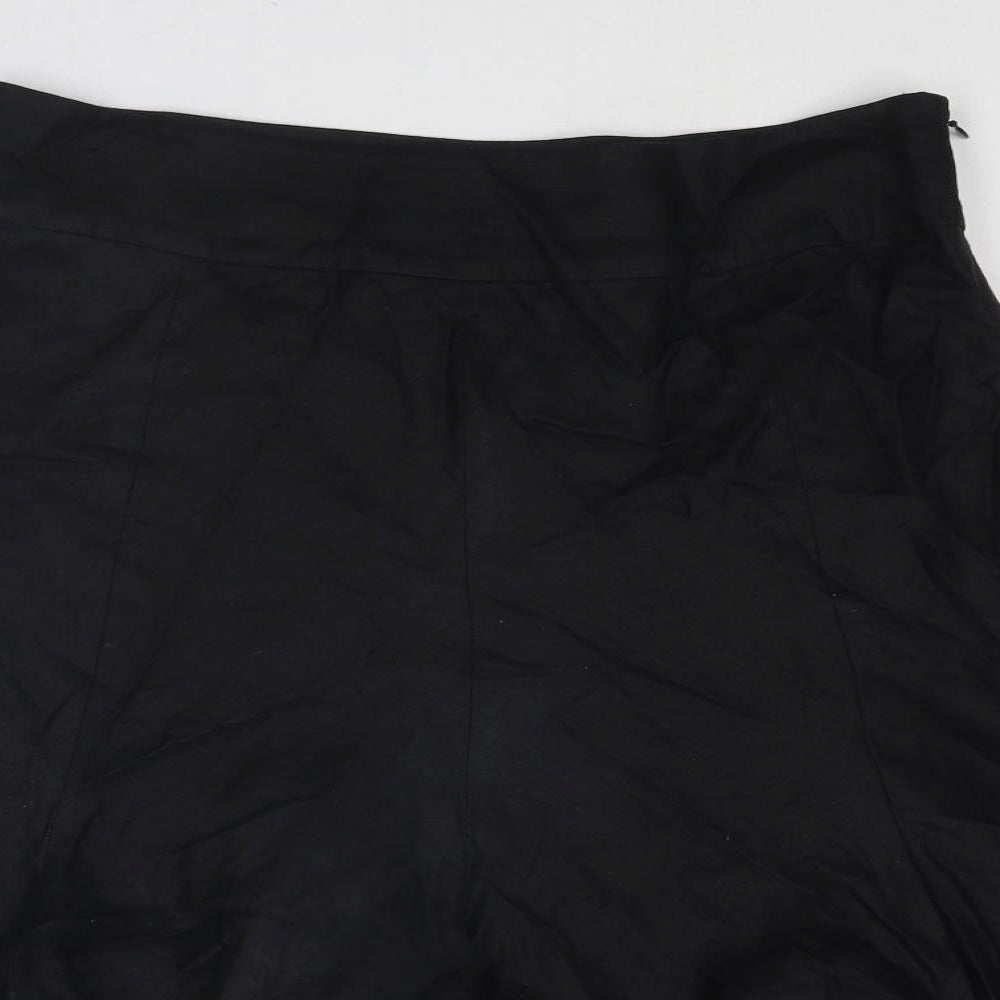 Jaeger Womens Black Linen Swing Skirt Size 12 Zip