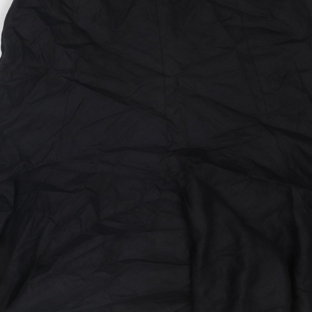 Jaeger Womens Black Linen Swing Skirt Size 12 Zip