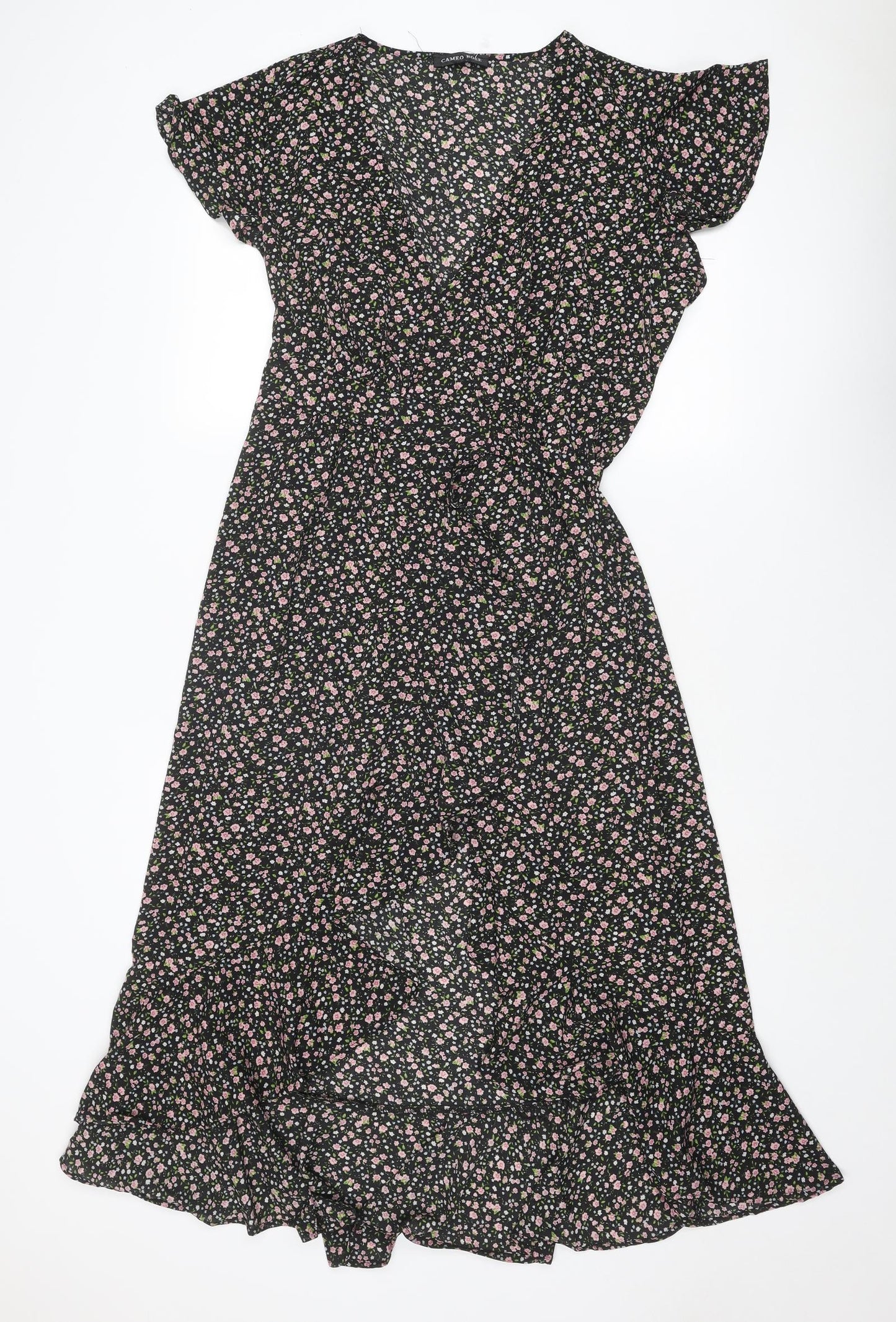 Cameo Rose Womens Multicoloured Floral Polyester A-Line Size 16 V-Neck Tie