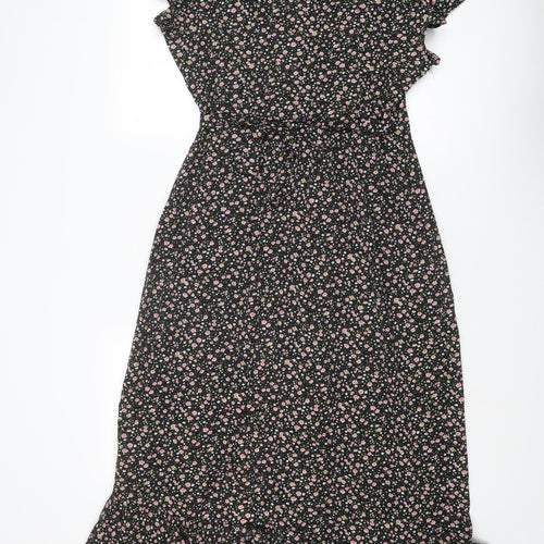 Cameo Rose Womens Multicoloured Floral Polyester A-Line Size 16 V-Neck Tie