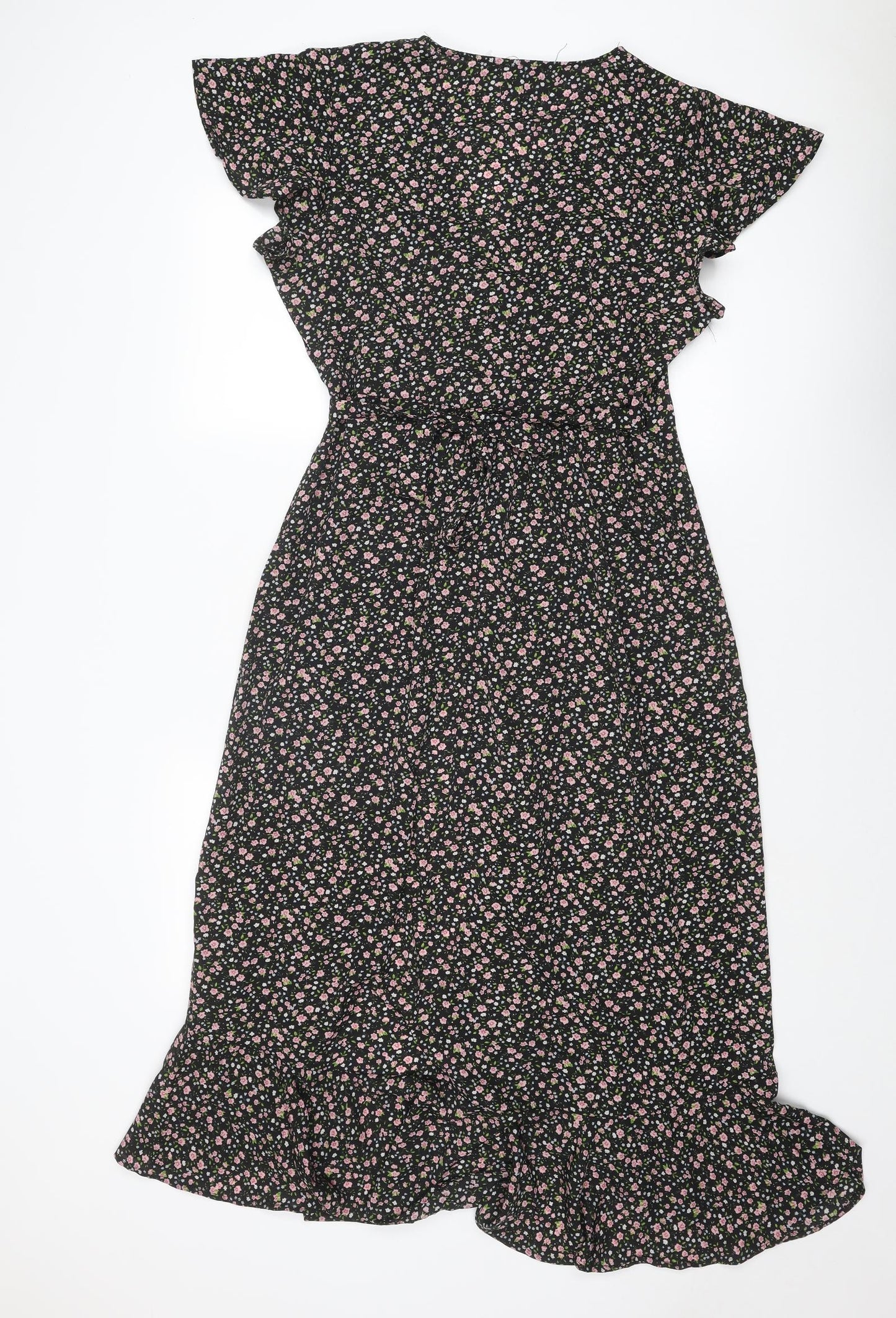 Cameo Rose Womens Multicoloured Floral Polyester A-Line Size 16 V-Neck Tie
