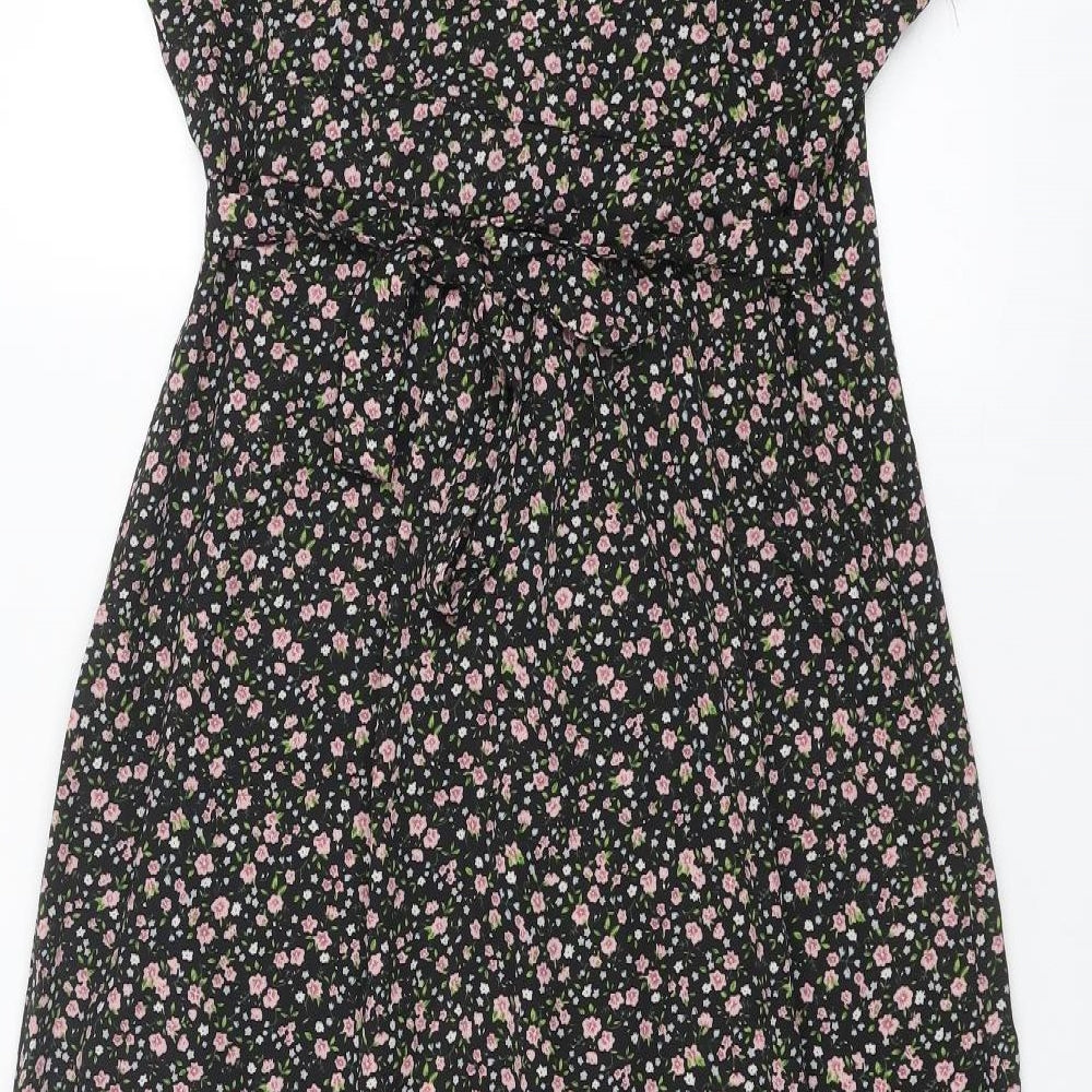 Cameo Rose Womens Multicoloured Floral Polyester A-Line Size 16 V-Neck Tie