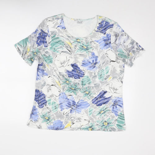 Special Collection Womens Multicoloured Floral Cotton Basic T-Shirt Size 16 Round Neck