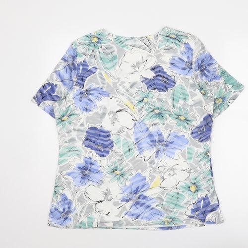 Special Collection Womens Multicoloured Floral Cotton Basic T-Shirt Size 16 Round Neck