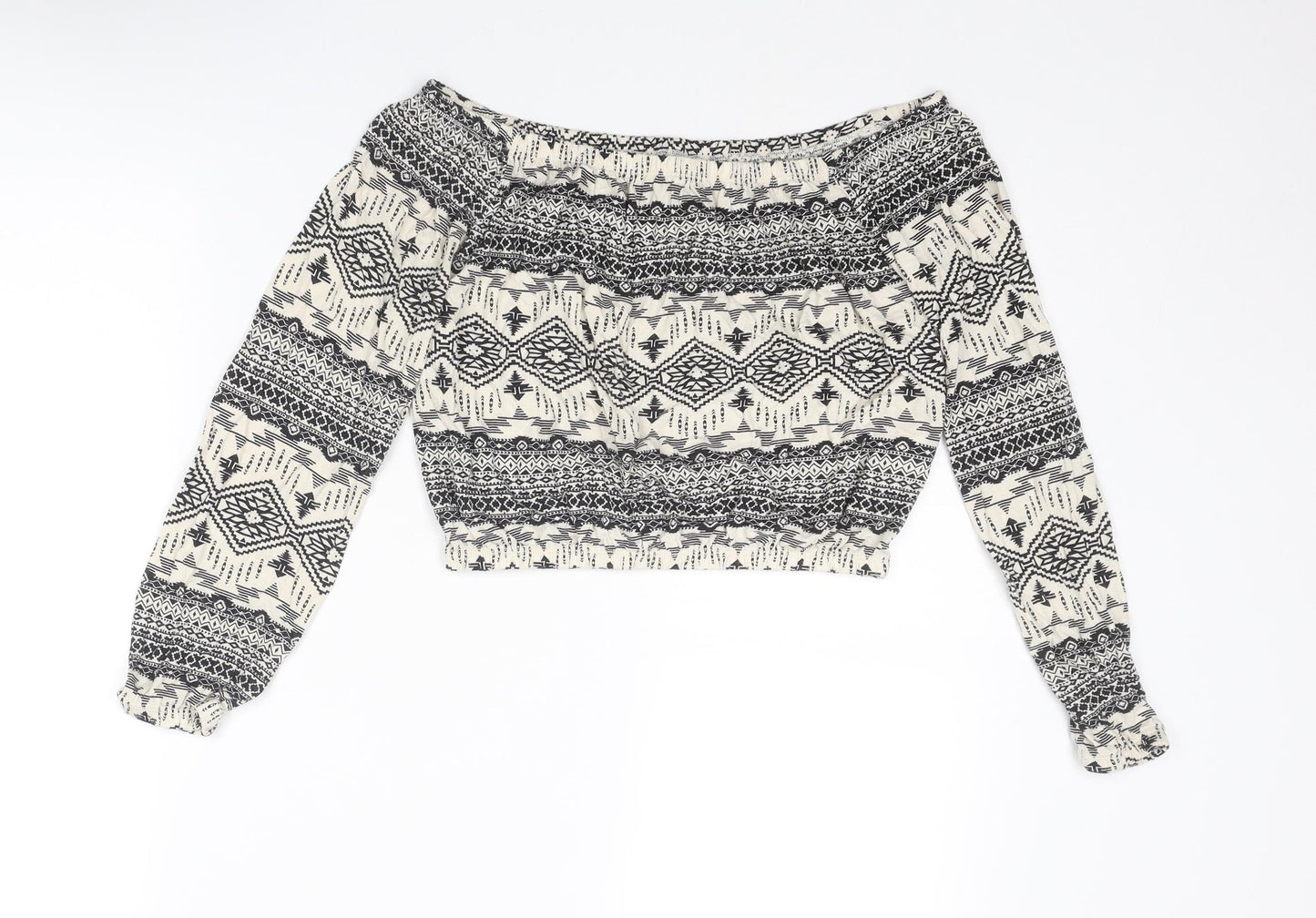 Divided by H&M Womens Multicoloured Geometric Viscose Cropped Tank Size S Off the Shoulder