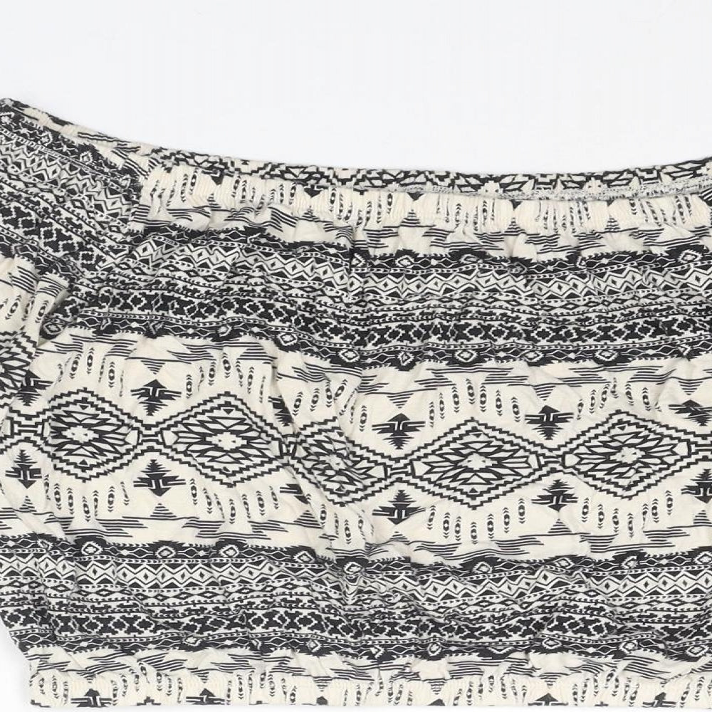 Divided by H&M Womens Multicoloured Geometric Viscose Cropped Tank Size S Off the Shoulder