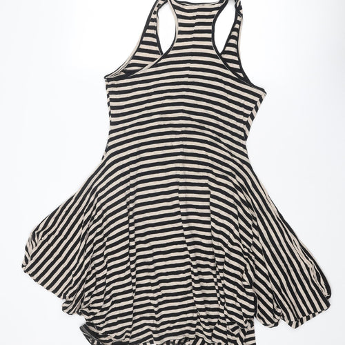 NEXT Womens Black Striped Cotton A-Line Size 16 Round Neck Pullover