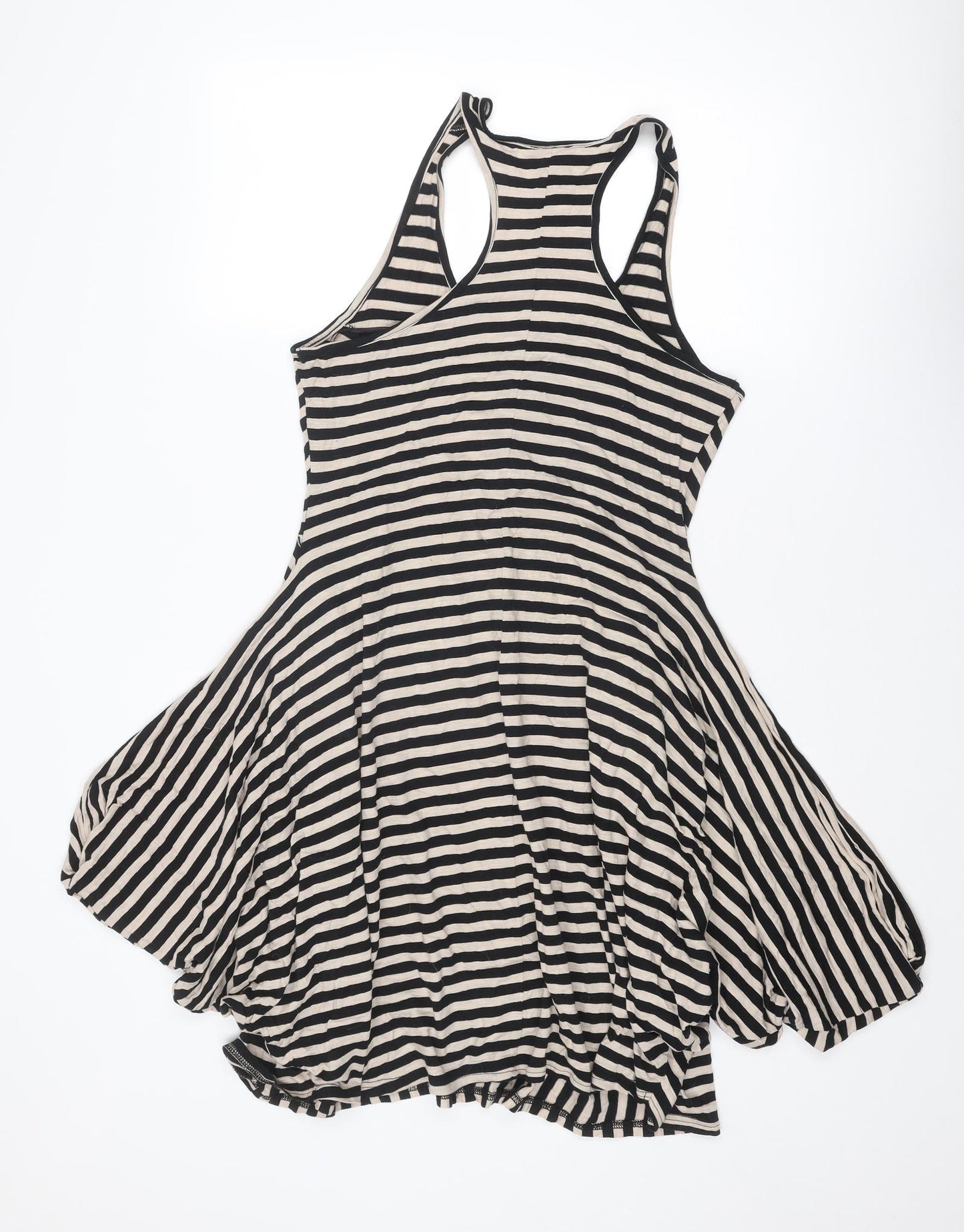 NEXT Womens Black Striped Cotton A-Line Size 16 Round Neck Pullover